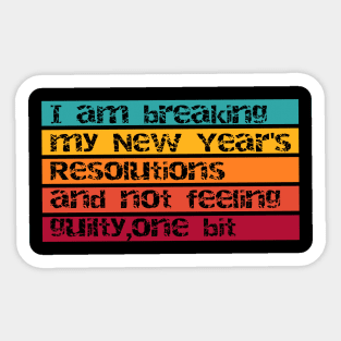 Vintage New Year Resolution Funny Sticker